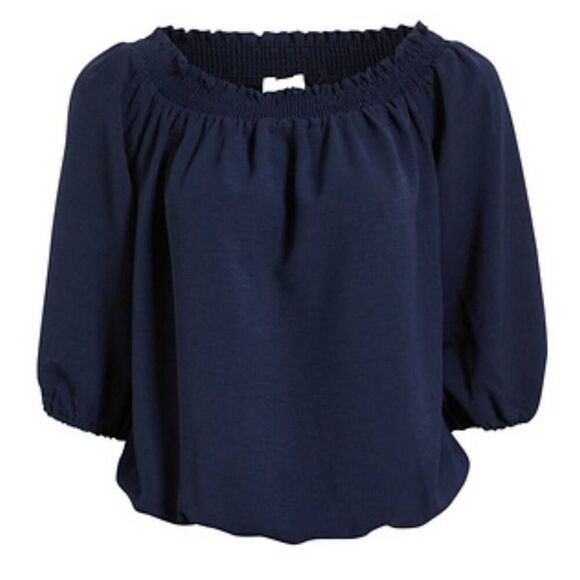 Veronica M The Daily Look Navy Off The Shoulder Blouse size 1X - Picture 2 of 5